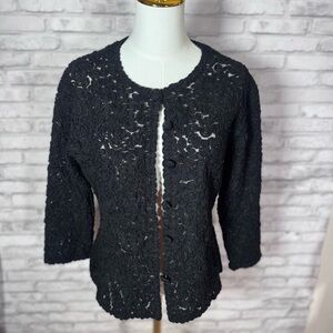 Vintage Floral Black Women's Button Up Cardigan